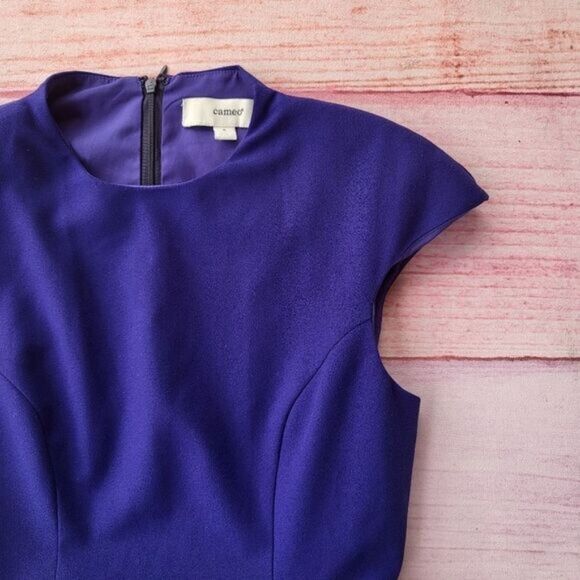 Cameo Cobalt Blue Mountain Dew Cap Sleeve Fit & Flare Mini Party Dress Size S - Picture 5 of 6